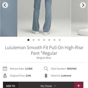 Lululemon Blue High-Rise Pull-On Pants